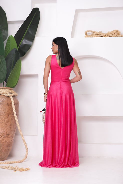 VESTIDO TRES LISTRAS PLISSADO
